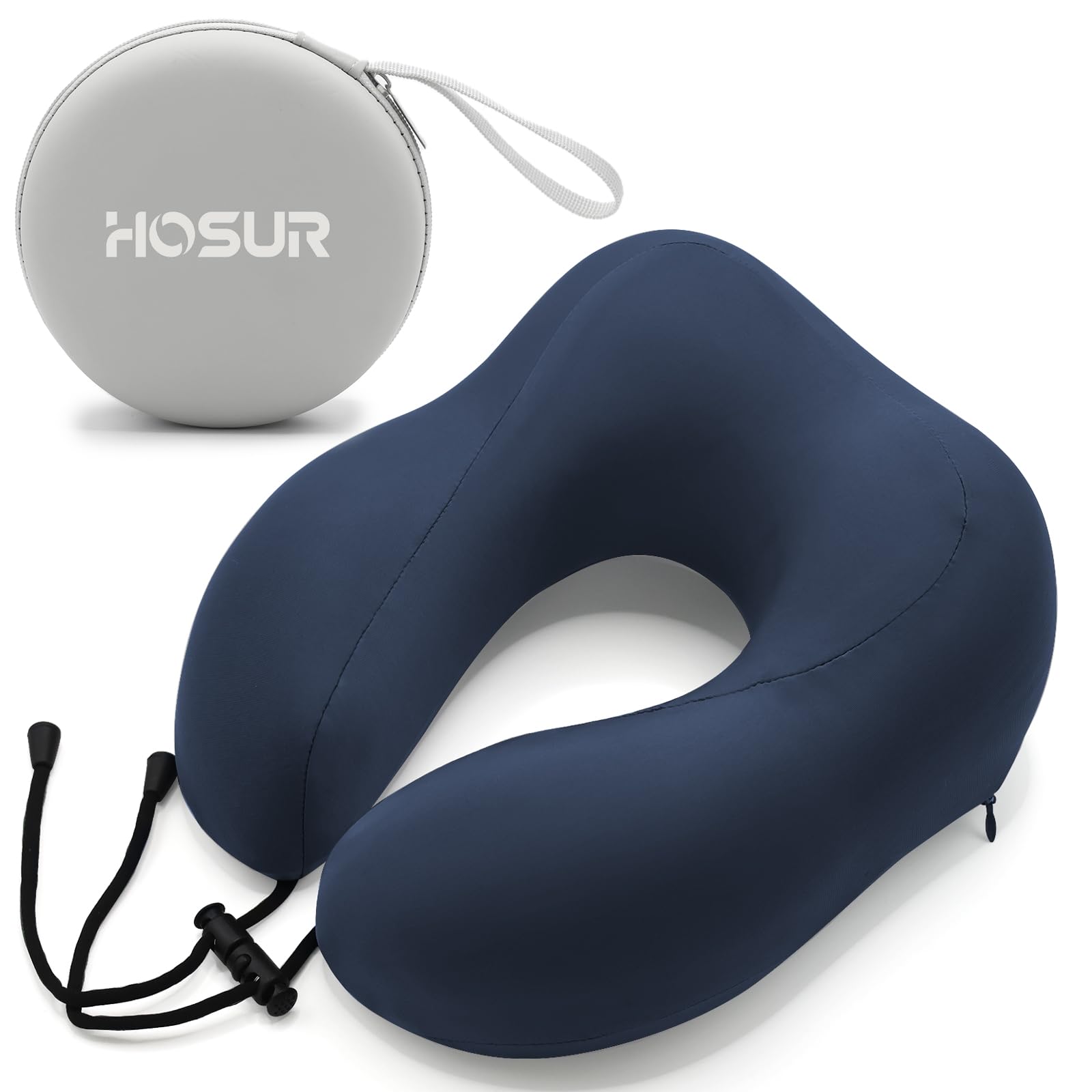 

HOSUR Portable Neck Resistant to with Storage Perfect for Desk Travel Home Nap Navy Pillow, U-Shaped, High-Density, Cooling, Deformation, Compact, тёмно-синий