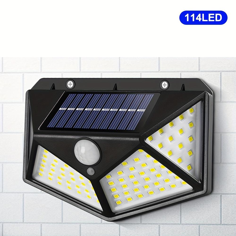 

114 светодиодных настенных светильников на солнечных батареях с 4-мя светящимися сторонами, водонепроницаемый IP65 с датчиком движения, индукционный светильник для двора, уличной лестницы, настенный светильник