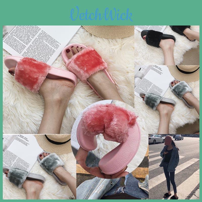 Stylish Cross Furry Design Women Slip On Slippers With Soft Fur Decoration
