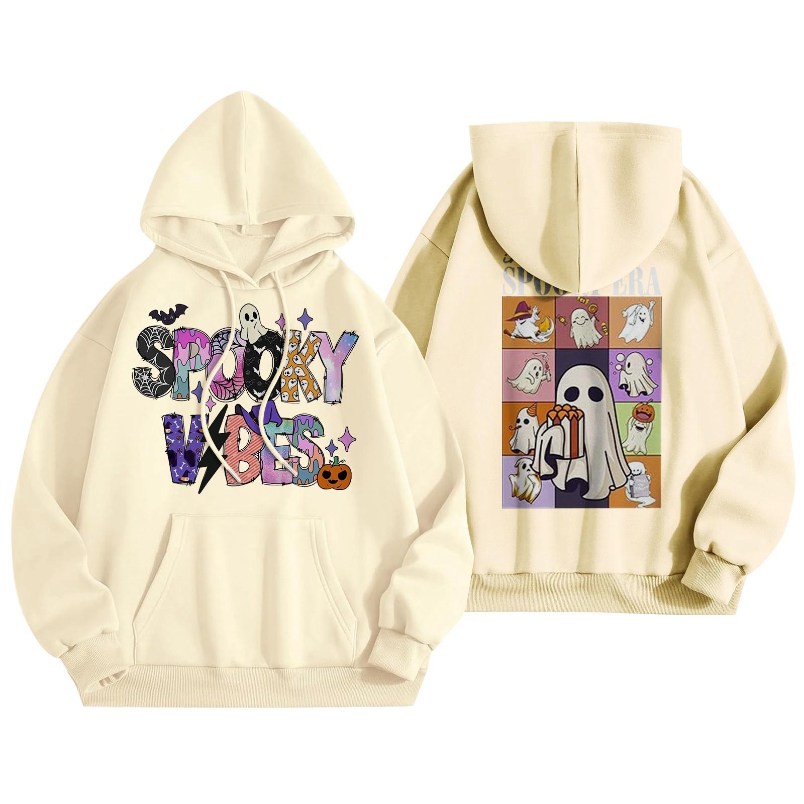 

Женская модная свободная повседневная толстовка с капюшоном и длинным рукавом на Хэллоуин XL жёлтый