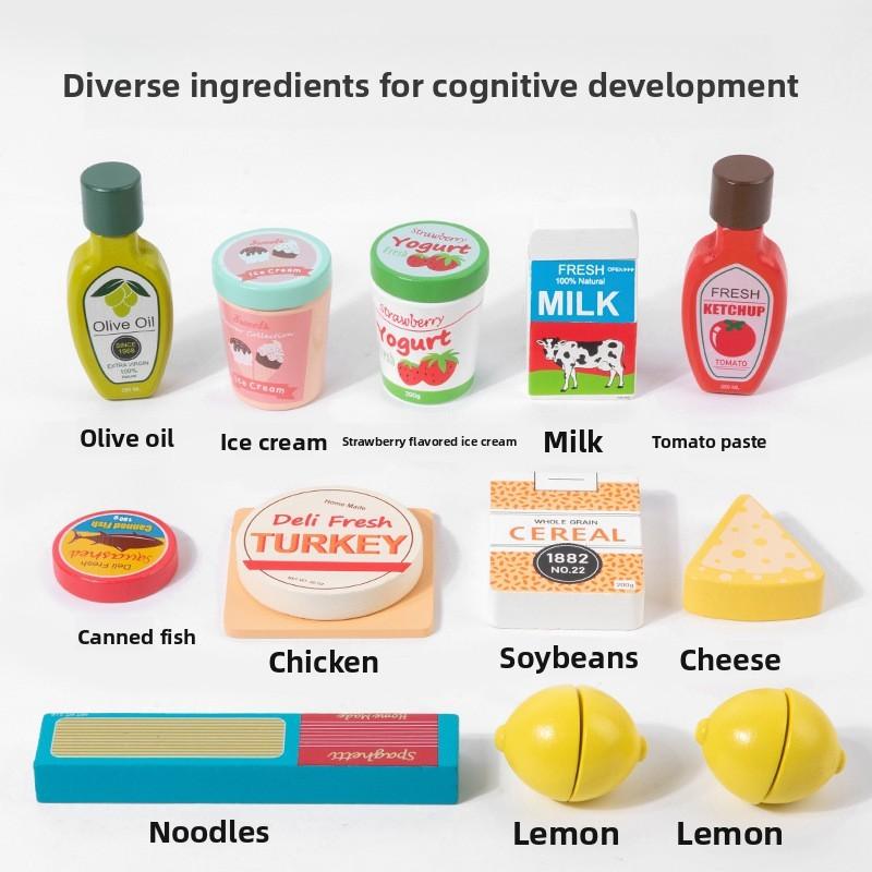 Simulation Wooden Milk Pasta Cheese Flavored Ice Cream Children Set Toys