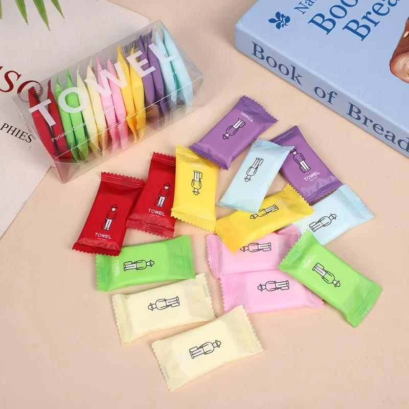 Compressed Facial Towel for Travel Disposable Face Towel Tablets Portable Cotton Washcloth Candy Shape Daily Skincare Gift