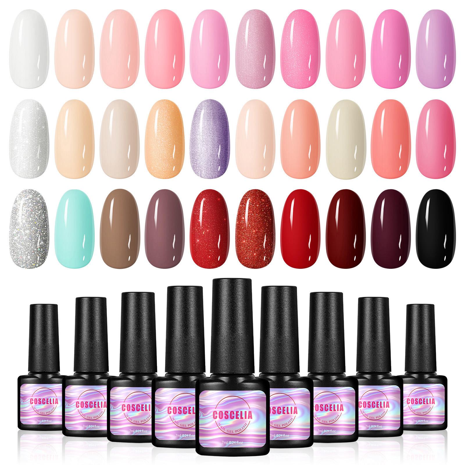

Набор гель-лаков COSCELIA, 30 цветов, гель-лак для ногтей, 7 мл, замачиваемый гель-лак, блестящие лаки для ногтей, полуперманентный набор гель-лаков для маникюра