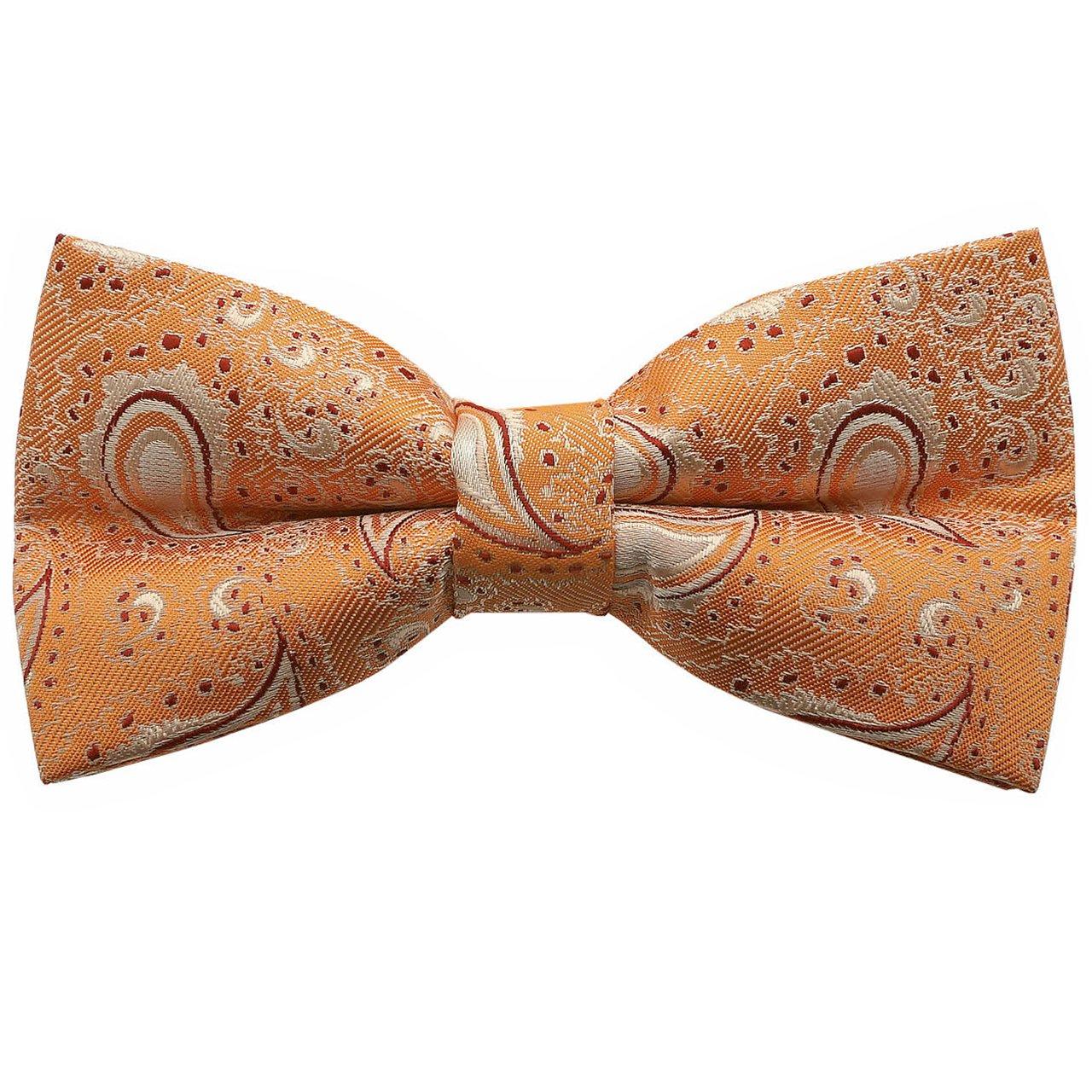 

[Bowties.jp] Orange Paisley Pre-Tied Bow Tie, Adjustable Hook-Fastening Easy-Wear Bowtie, Elegant Traditional Formal Necktie for Men оранжевый
