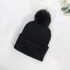 Plush Solid Color Ball Knitted Cap Breathable For Fall Season Gift Fashion