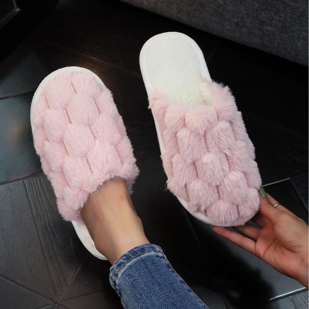 Baotou, warm in autumn and winter, indoor and outdoor fluffy shoes, cotton slippers, light foam bottom
