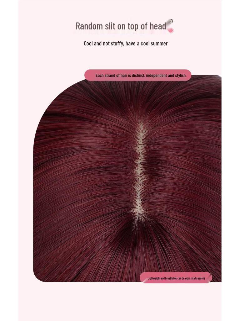 Perucă lungă dreaptă roșu zmeură pentru femei