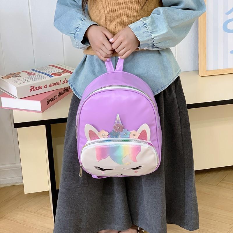 Unicorn Print Fashion Sequins Cartoon Kids School Backpack With Curved Straps