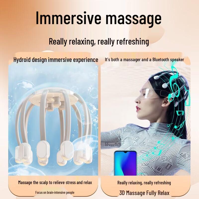 HeZheng Wireless Scalp Massager with Acupressure & Bluetooth