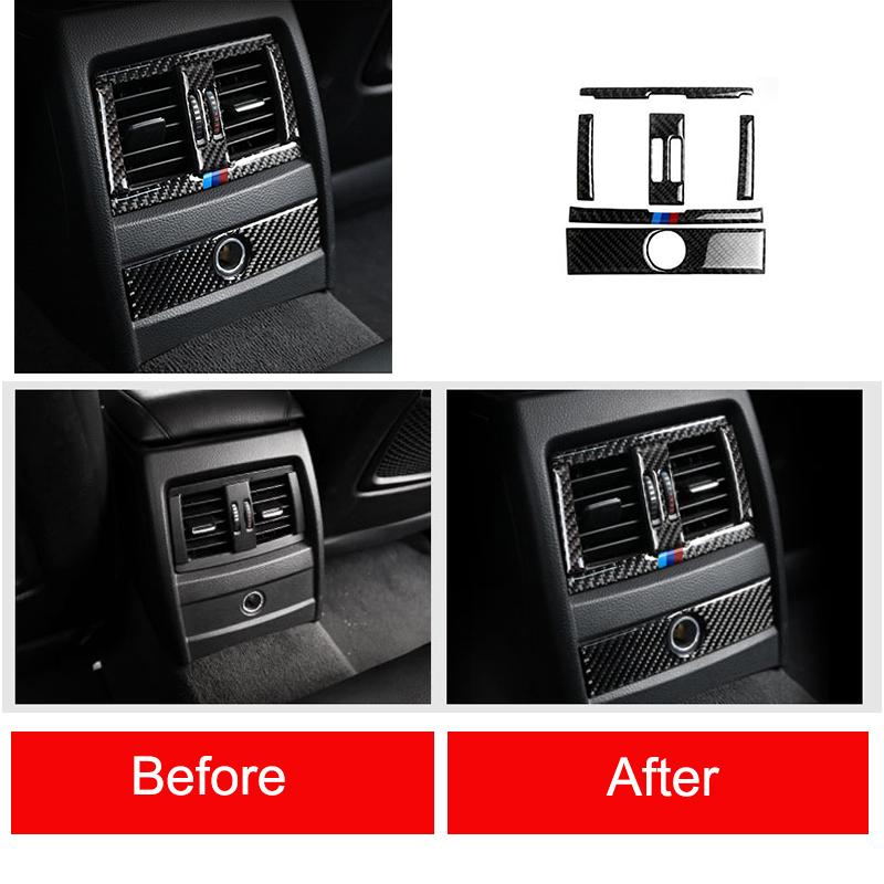 Carbon Fiber Auto Interior Rear Air Conditioning Outlet Trim Cover Sticker For BMW 3 Series F30 3GT F34 2013-19 Car