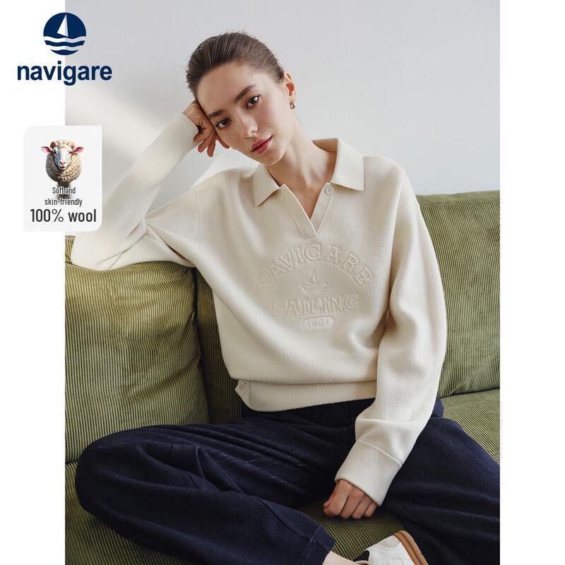 Navigare Women s All-Wool V-Neck Loose Knit Sweater XL