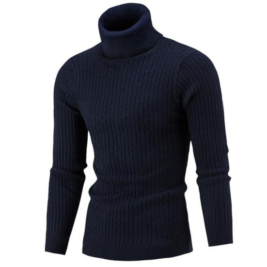 Sweater Solid Color Comfortable Acrylic Elastic Men Knitted Sweater for Daily Life