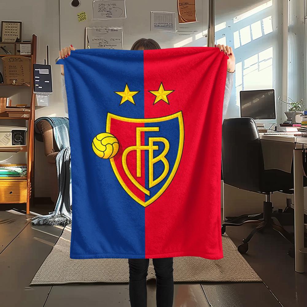 1Pc FC Basel 1893 Print Flannel Blanket High Quality Warm Comfortable Cover for All Seasons Perfect for Gifts Home Decor