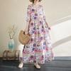 Literary Aging New Floral Vacation Style Travel Round Neck Long Sleeve Dresses