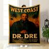 "West Coast Musician with Palm Trees" Printed Flannel Blanket for Bedroom, Living Room, Sofa, and Nap
