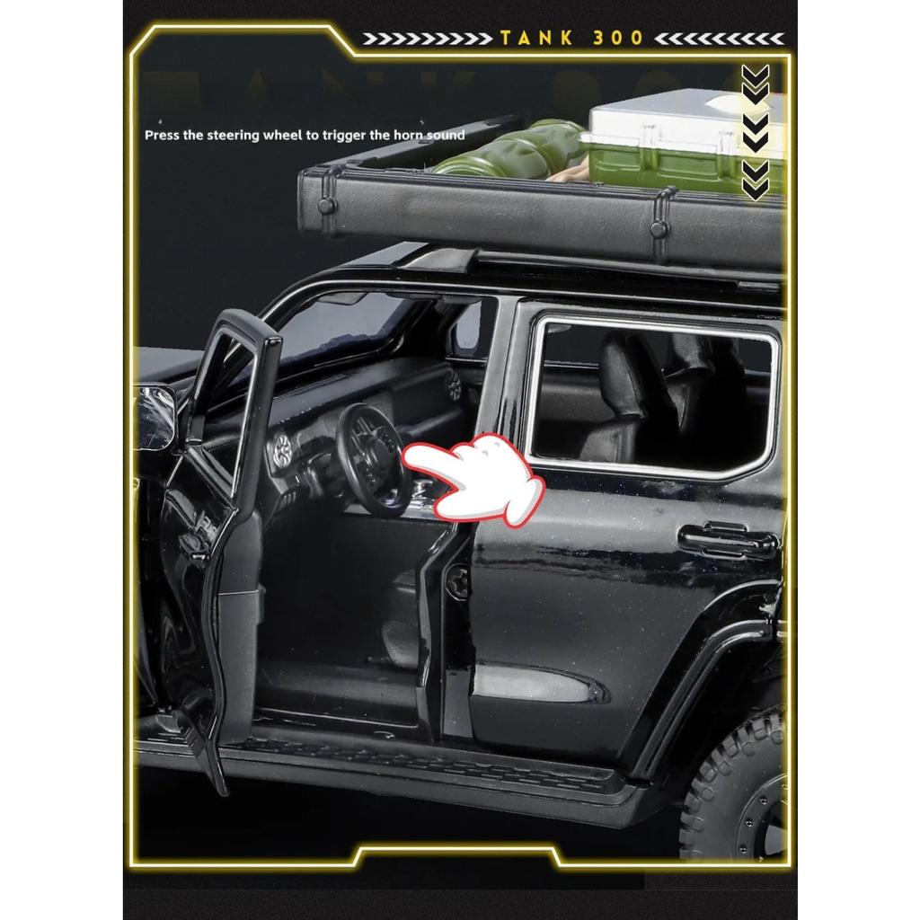1/24 Tank 300 2024 Geländewagen Legierungsauto Modell Sound und Licht Rückzieher Kinderspielzeug Sammlerstücke Geburtstagsgeschenk