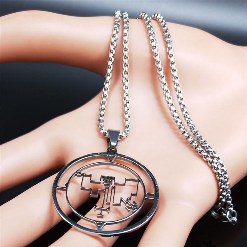 Demon Seal Stainless Steel Necklace Chain Silver Color Satan VUAL Necklaces Pendants Women/Men Jewelry gargantilha N7017S03