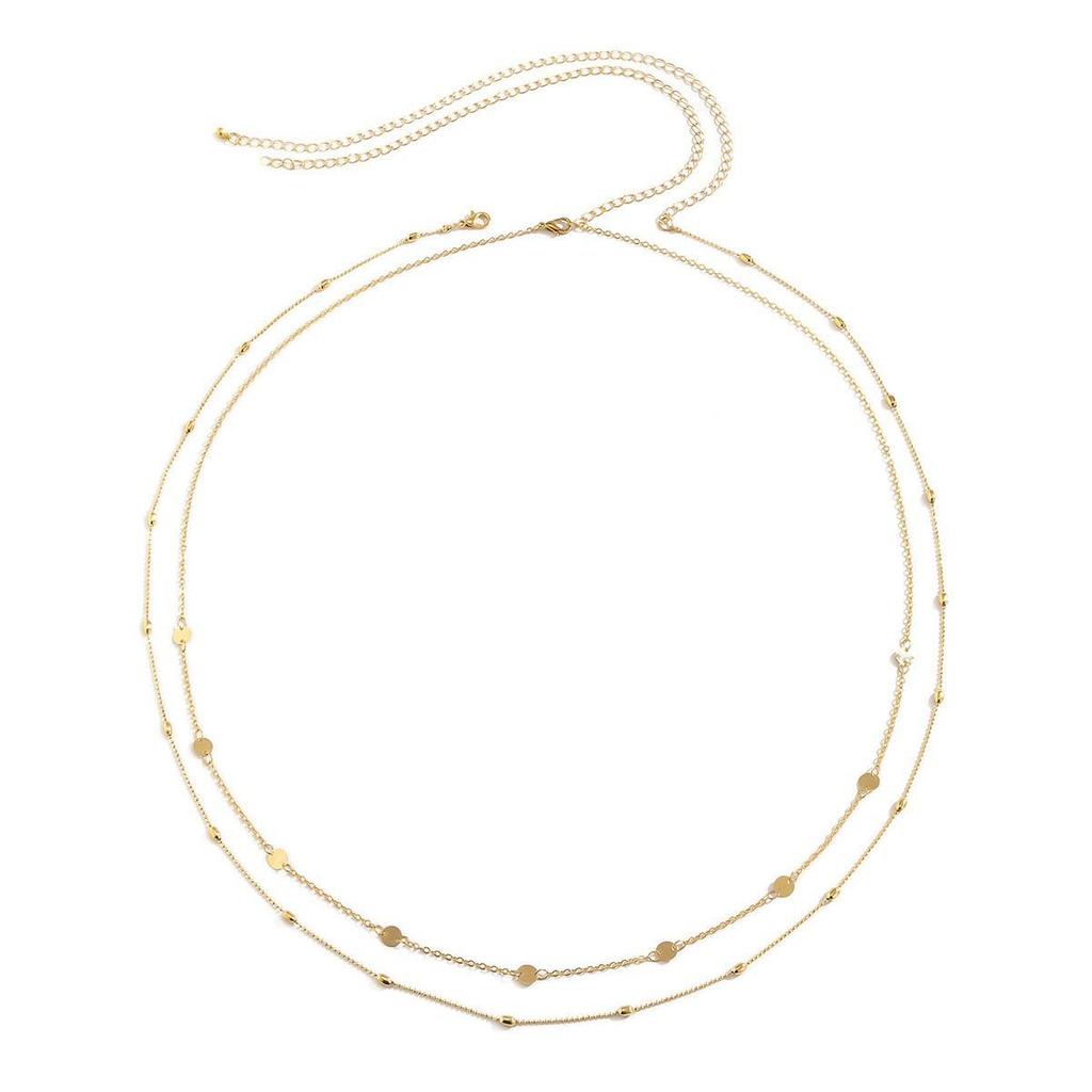 Cross-Border Hip Hop Metal Sequin Geometric Waist Chain Set with Snake Bone and Copper Beads