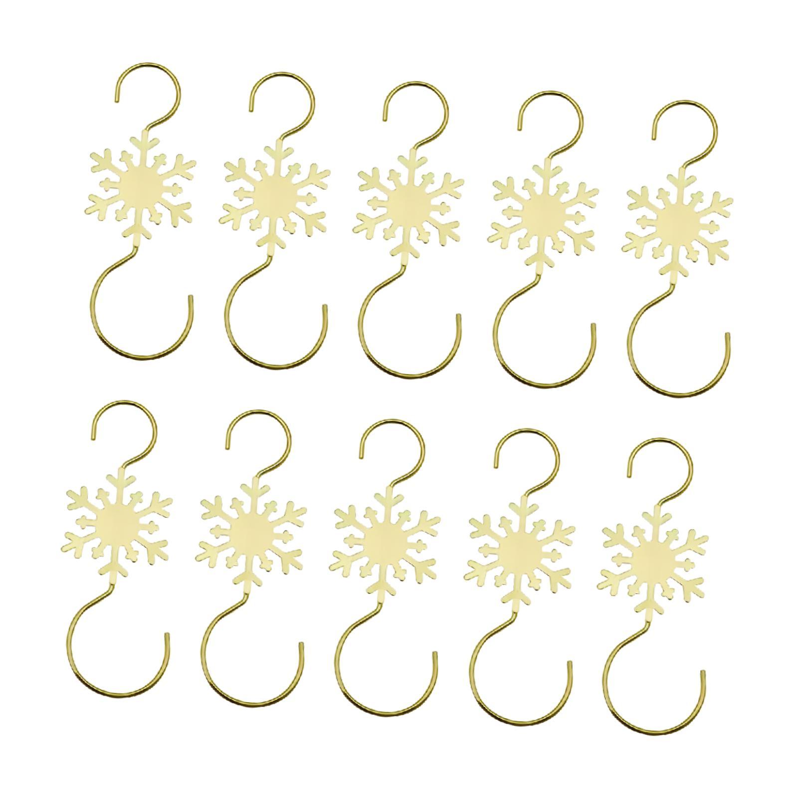 10 Pieces Christmas Ornament Hooks Snowflake Xmas Hooks Metal Decoration for Xmas Ball Christmas Tree Hangers for Office Home золотой