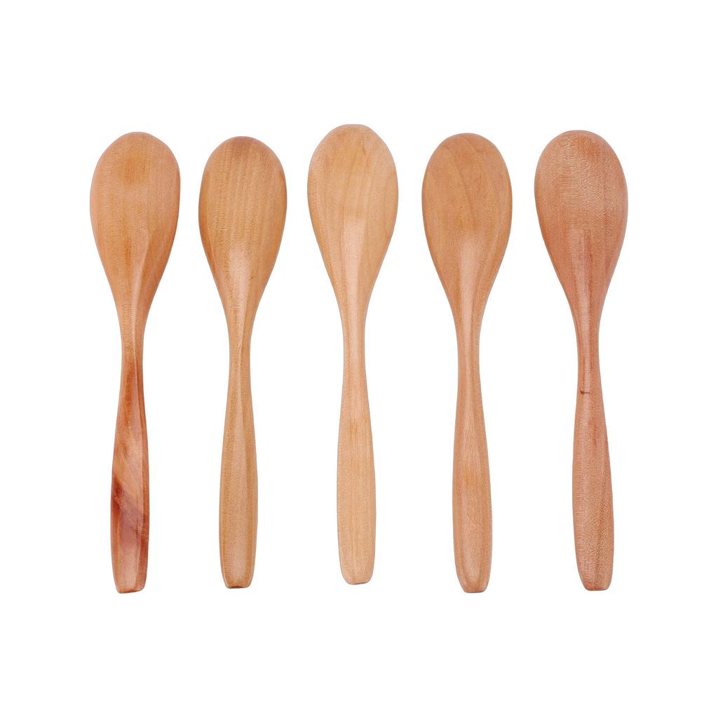 5PCS Wooden Spoons for Honey Coffee Tea Dessert Wood Serving Table Spoon Set for Stirring