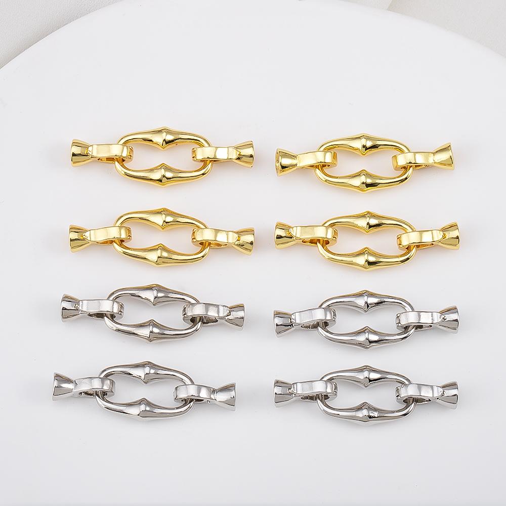 18K Copper Gold Plated Double-Headed Bamboo Joint Buckle for Pearl Necklace Bracelet Closures Buckles DIY Jewelry Accessories
