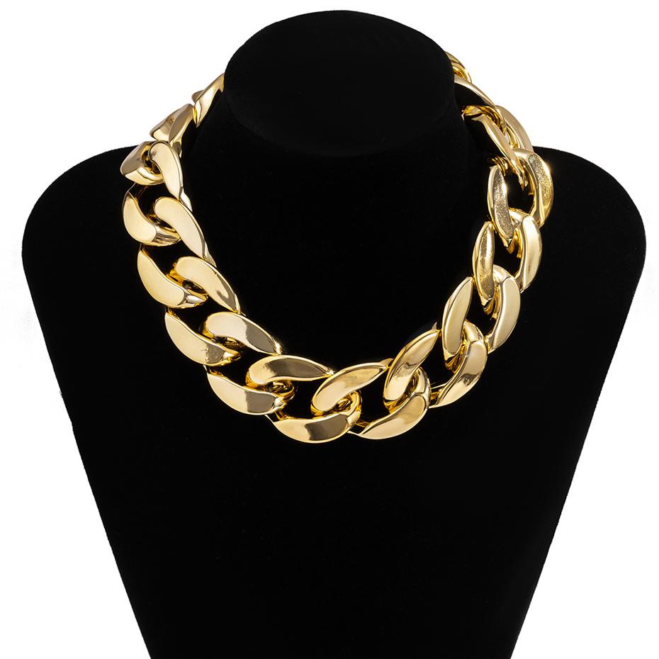 

High Quality Exaggerated Acrylic Big Chain Necklaces Women Statement Hip Hop Twisted Chunky Thick CCB Link Choker Gothic Jewelry
