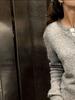 European and American Style Long Sleeve Knitwear, Sexy Cropped Round Neck Slim Fit Cardigan.