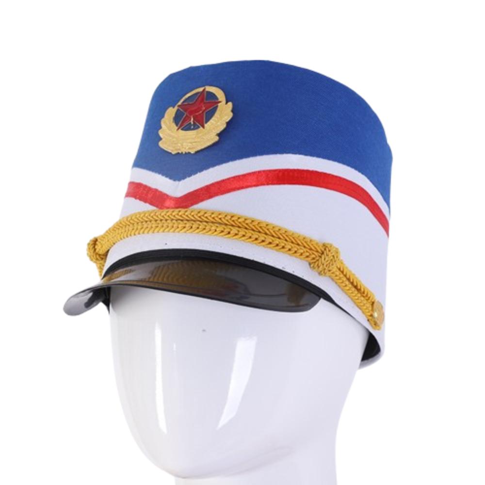 Gold Trim Strips Drum Major Master Hats Skin-friendly Soldier Top Cap Marching Band Hat  Halloween