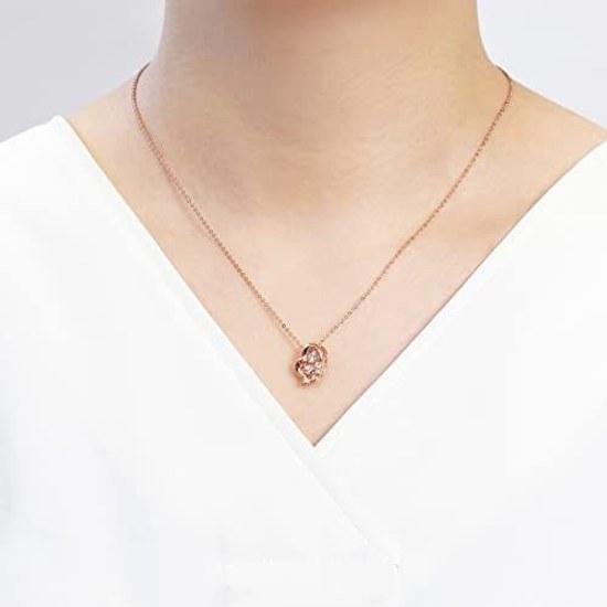 Cinnamoroll Dancing Stone Necklace Open Heart Pendant Pink Gold Women