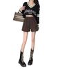 Women's Black Woolen High-Waist Booty Shorts - New 2024 Autumn/Winter Elastic A-line Wide-Leg Casual Wear