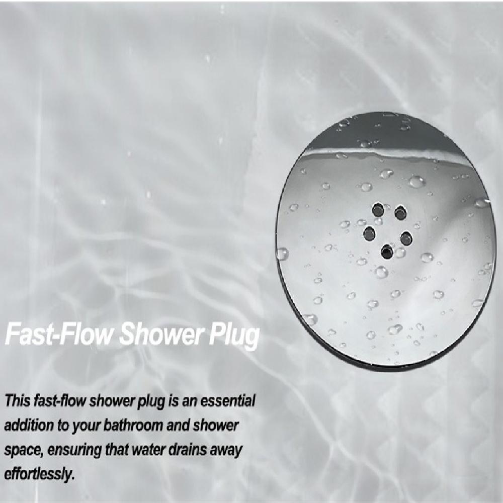 Shower Drain Cover, Chrome, 90mm/115mm, Modern, ABS Plastic And Metal, Removable Top, Fast Flow