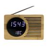 New Bamboo LED Clock FM Radio Electronic Alarm Clock Temperature Display 2602