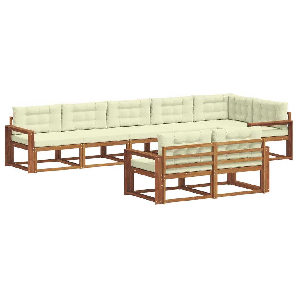Outdoor Sofa Set with Cushions 8 pcs Natural and Cream
