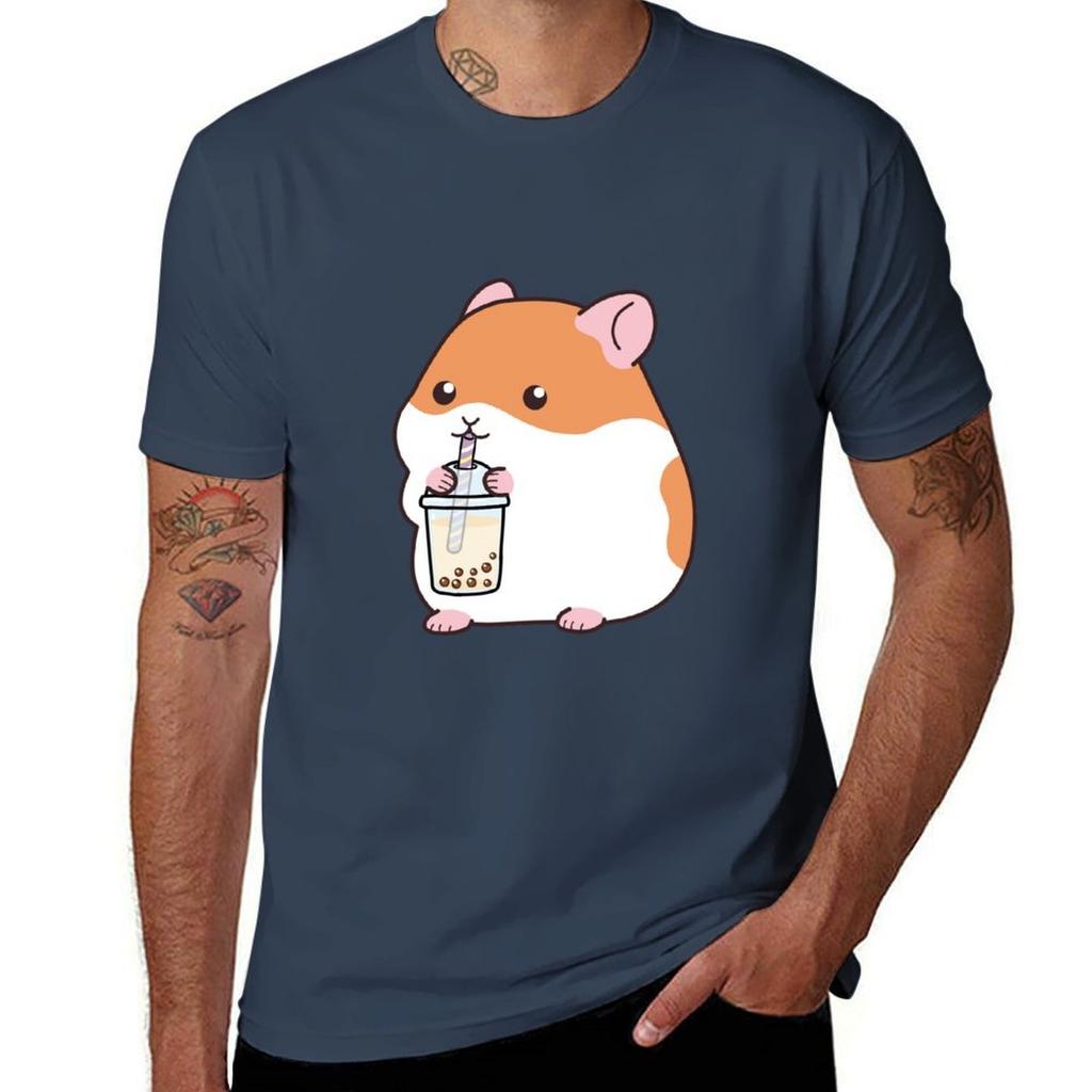 Squishy Hamster Loves Boba TShirt Casual Lightweight Short Sleeve Top