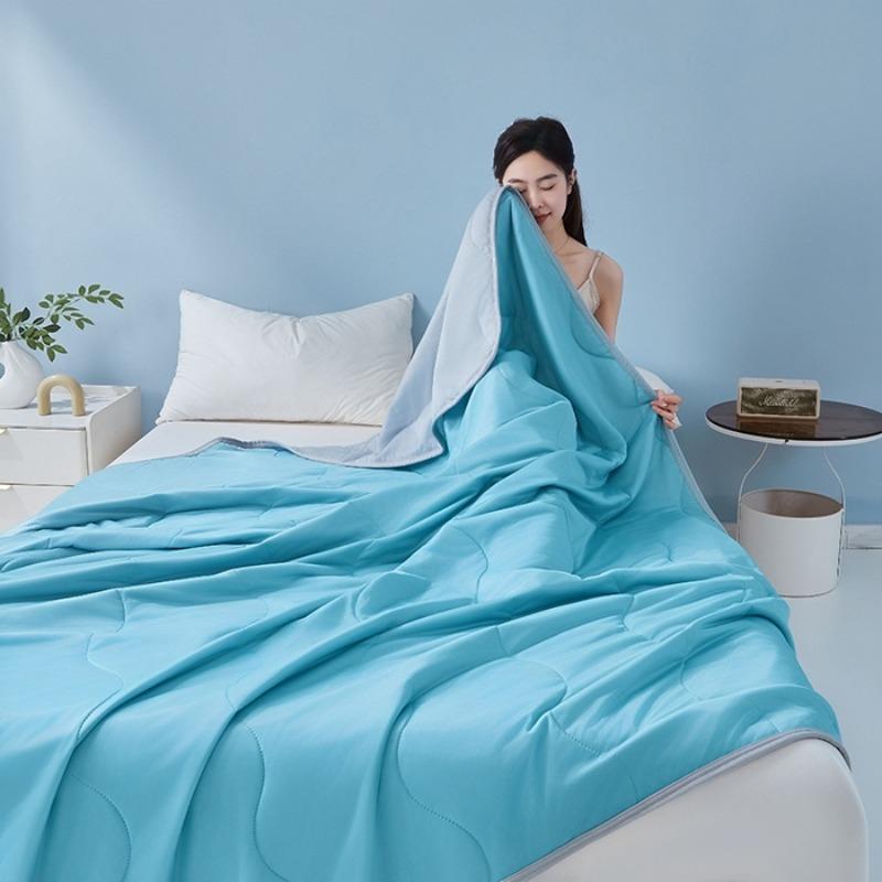 new solid color simple cool silk summer cool quilt single double air conditioner quilt summer air conditioner thin quilt