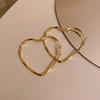 Golden Heart Hoop Earrings Minimalist Polished Metal Hoops Statement Love-Shaped Jewelry Gift for Women