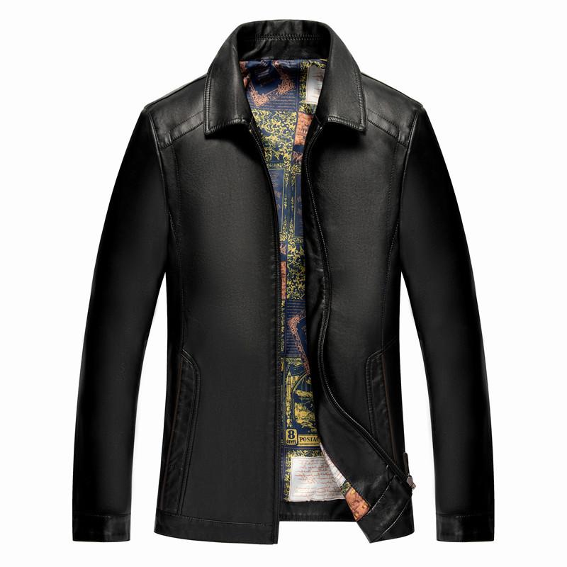 Herren Leder Lederjacke Revers Mittel Lederjacke Lässig Saison Schafsleder Dünne Jacke
