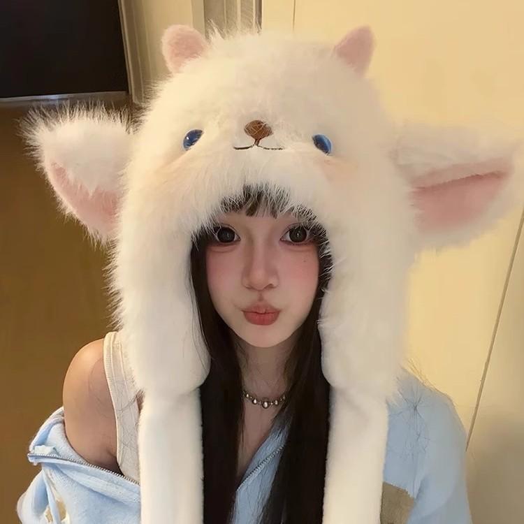 Winter cartoon small cashmere hat shows a small atmosphere Lei Feng hat keeps warm, pinches the ears and moves, cute and versatile