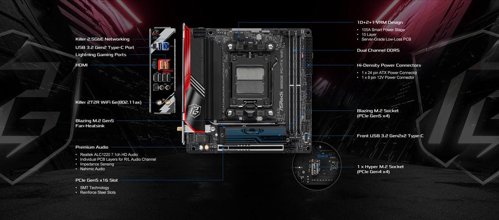 ASRock Motherboard B650E WiFi Compatible with AMD Ryzen 7000 Series CPU B650 Motherboard Authorized Distributor PG-ITX (Soket AM5) Mini-ITX [Domestic