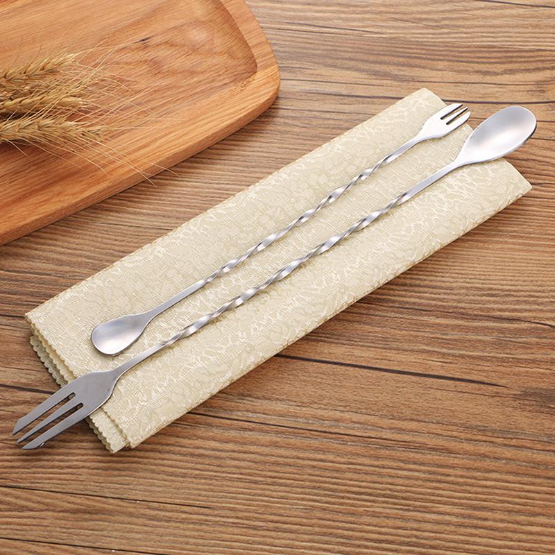 1 stk 25/32 cm rustfritt stål cocktailbar skje Spiral drikkemikser røreskje