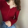 Autumn and Winter V-neck Sweater Women's Thin Knit Sweater Interior Base Shirt and Top