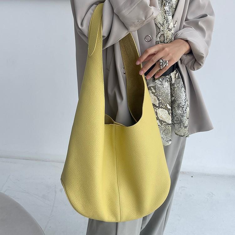 New Top Layer Cowhide High-end French Style Armpit Bag, Genuine Leather Shoulder Bag, Women's Commuting Style Tote Bag