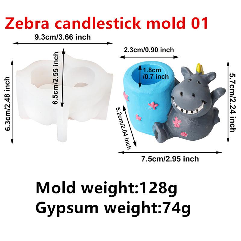 

3D Cute Animal Zebra Candle Holder Silicone Mold DIY Hand Vase Lip Candle Holder Mold Plaster Drop Glue Home Decoration