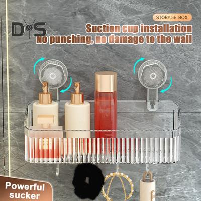 Suction Cup Storage Rack Bathroom Kitchen Organizer Large Capacity Strong Load-bearing Easy To Install Hanging Shower Shelf