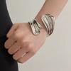 Ribbon Shaped Zinc Zinc Alloy Wide Opening Bangle Metal Retro Hand Ring Irregular Wide Bracelet Women