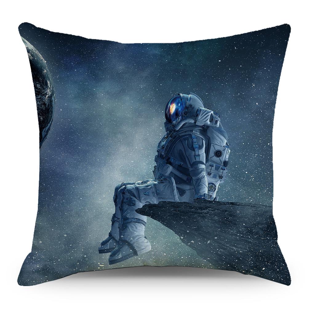 Wish Pillowcase Astronaut Planet Linen Pillow Cushion Cover