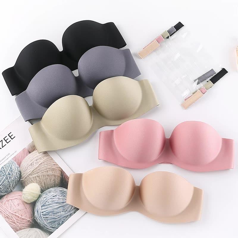 Strapless Bra Women Sexy Non Slip Invisible Bras Solid Summer Breast Stick Gather Underwear Lingerie Push Up Bralette