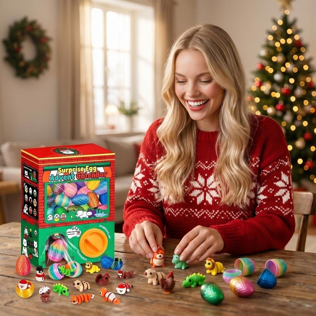 Überraschungsei Adventskalender mit mehreren Kleintierfiguren und Kapseln Enthält interaktiven Ausgabegerät für tägliche Überraschungen