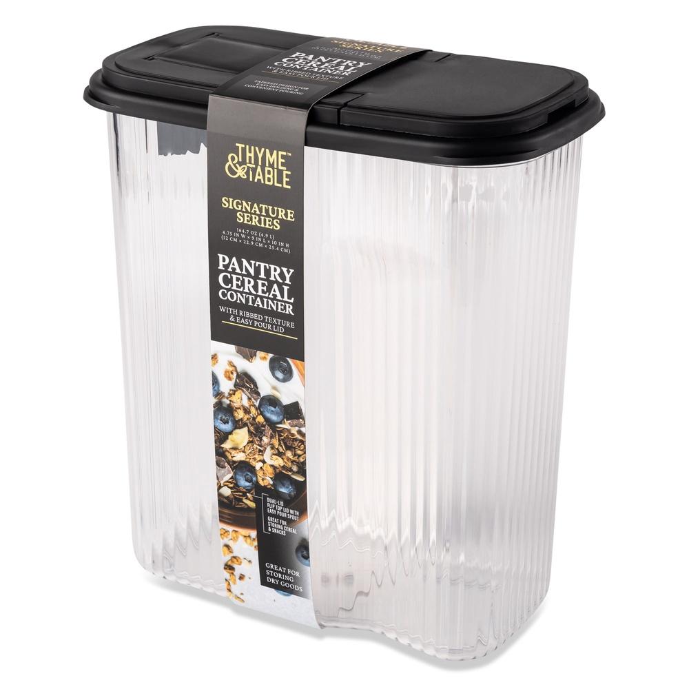 4QT Cereal Storage Container with Spout Lid Airtight Kitchen Organizer Clear Plastic Dry Goods