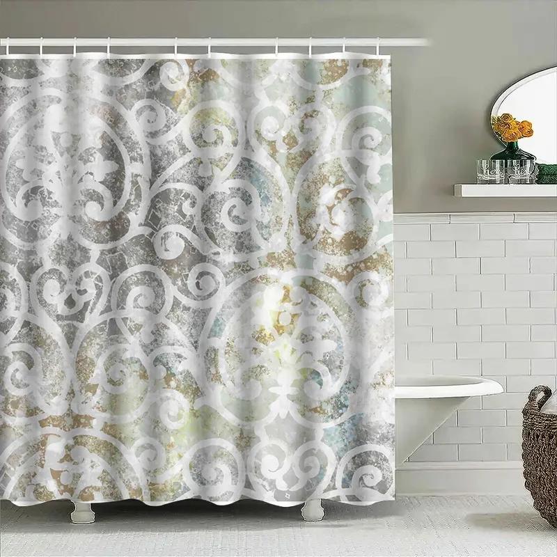 

Luxurious Retro Water Drop Design Shower Curtain Waterproof Bathroom Decoration for Modern Bathrooms W90xH180cm